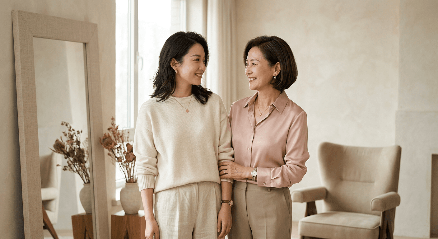 따뜻한 순간을 함께하는 모녀의 모습